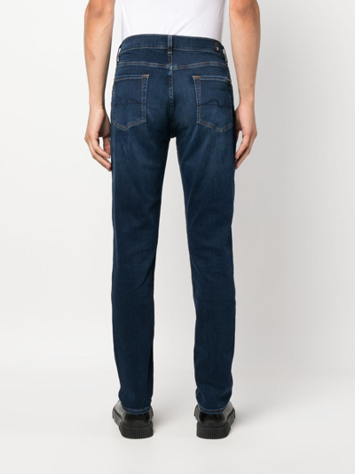 Shop 7 For All Mankind Skinny Tapered-leg Jeans In Blue