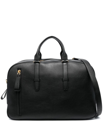 Shop Tom Ford Buckley Leather Holdall In Black