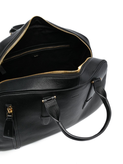 Shop Tom Ford Buckley Leather Holdall In Black