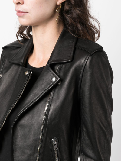 Shop Iro Leather Biker Jacket In Black