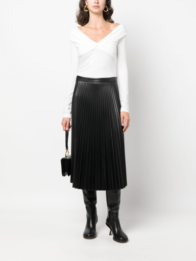 Shop Proenza Schouler White Label Faux-leather Pleated Midi Skirt In Black