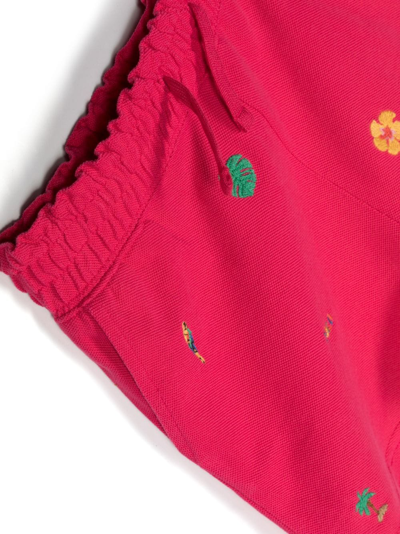 Shop Ralph Lauren Motif-embroidered Cotton Track Shorts In Pink