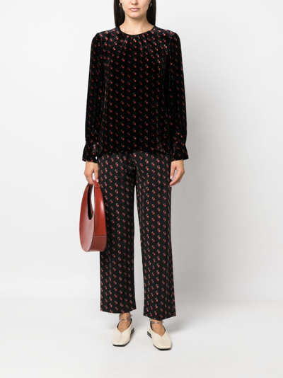 Shop Pierre-louis Mascia Dylan Wool-blend Jacquard Trousers In Black