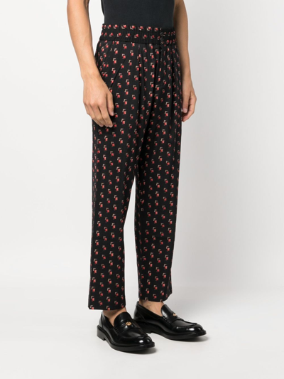 Shop Pierre-louis Mascia Dylan Wool-blend Jacquard Trousers In Black