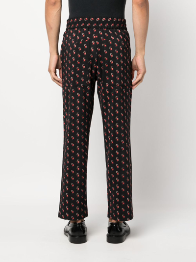 Shop Pierre-louis Mascia Dylan Wool-blend Jacquard Trousers In Black