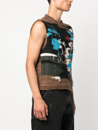 Shop Andersson Bell Crew-neck Knit Vest In Brown