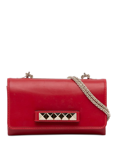 VLTN Leather Trimmed Backpack in Red - Valentino Garavani