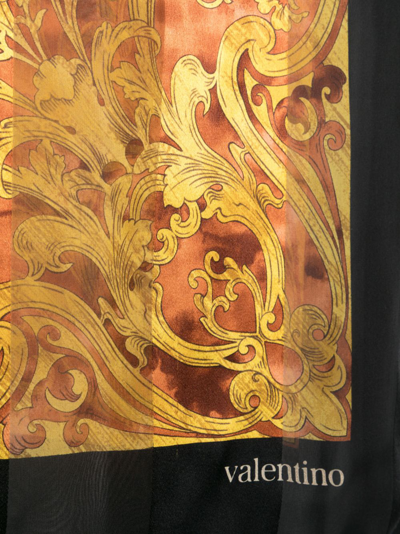 Pre-owned Valentino 1980s Baroque-print Silk Scarf In Black