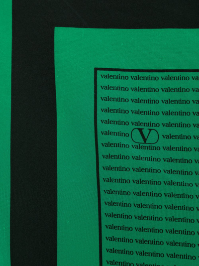 Pre-owned Valentino 1980s Logo-print Silk Scarf In Green