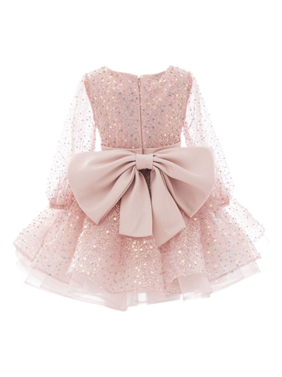 Shop Tulleen Oversize-bow Glitter Tulle Dress In Neutrals