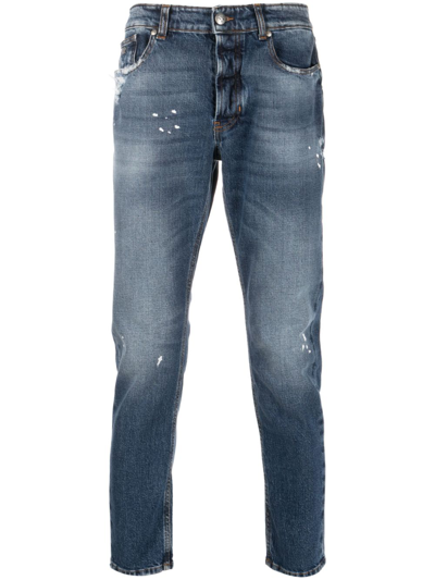Shop John Richmond Lou Distressed-finish Skinny Jeans In Blue