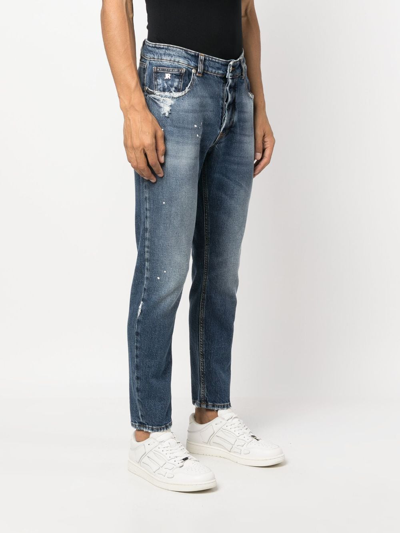 Shop John Richmond Lou Distressed-finish Skinny Jeans In Blue