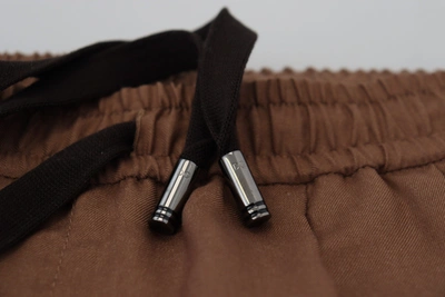 Shop Dolce & Gabbana Chic Brown Cashmere-silk Jogger Men's Pants