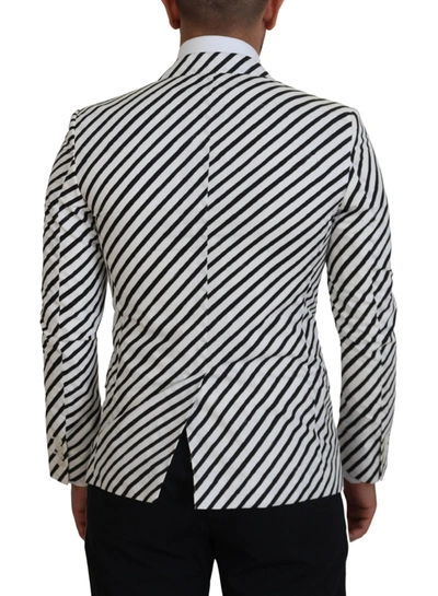 Shop Dolce & Gabbana Elegant White Striped Single Breasted Men's Blazer