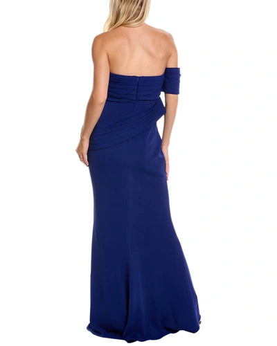 Shop Badgley Mischka One-shoulder Gown In Blue