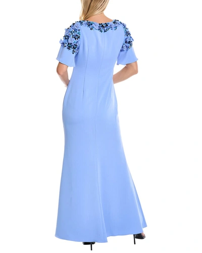 Shop Badgley Mischka Flutter Sleeve Gown In Blue