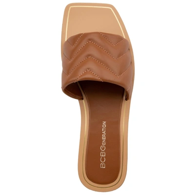 Shop Bcbgeneration Ibana Womens Quilted Square Toe Slide Sandals In Brown