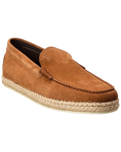 Shop Tod's Suede Moccasin In Brown