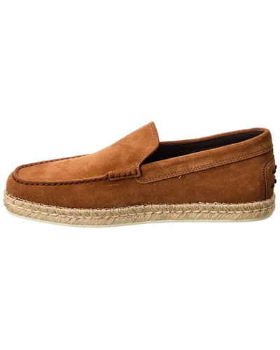 Shop Tod's Suede Moccasin In Brown
