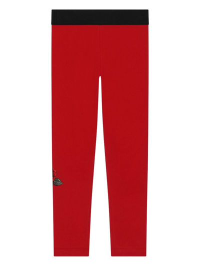 Shop Dolce & Gabbana Logo-print Leggings In Red