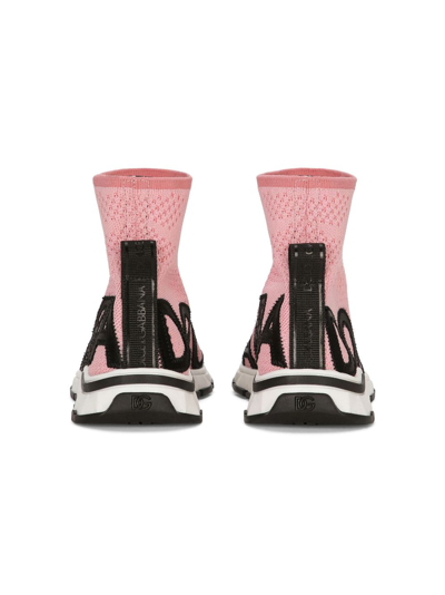 Shop Dolce & Gabbana Logo-jacquard Sock Sneakers In Pink