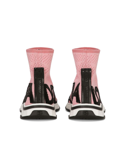 Dolce & Gabbana Logo-jacquard Sock Sneakers In Pink