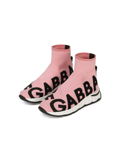 Shop Dolce & Gabbana Logo-jacquard Sock Sneakers In Pink