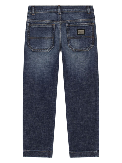 Shop Dolce & Gabbana Dg-embroidered Slim Jeans In Blue