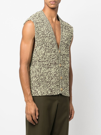 Shop Nanushka Button-up Knitted Vest In Yellow