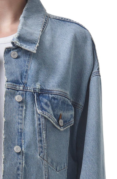 Shop Agolde Martika Frayed Oversize Denim Jacket