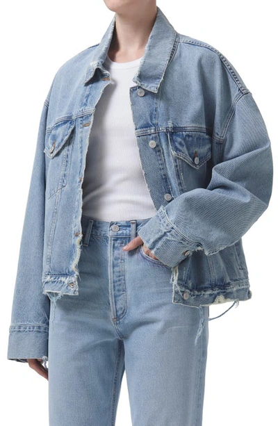 Agolde Martika Frayed Oversize Denim Jacket In Fray
