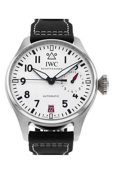 Shop Watchfinder & Co. Iwc  Big Pilots Automatic Leather Strap Watch, 46mm In Silver