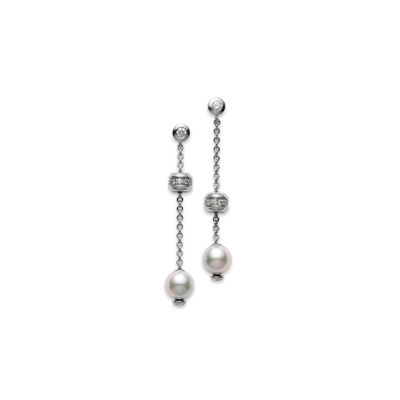 Shop Mikimoto 18k White Gold Akoya Diamond 0.44ct Pearl Earrings - Pel757dw