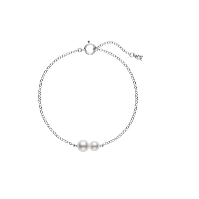 Shop Mikimoto Akoya Cultured Pearl Station Bracelet In 18k White Gold - Mdq10055axxw