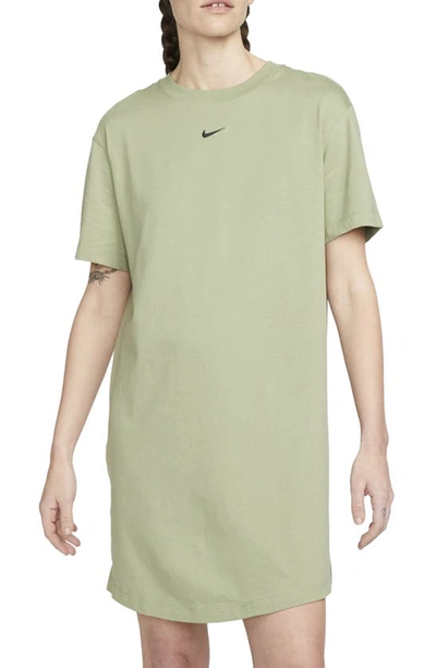 Shop Nike Sportswear Essential T-shirt Dress In Oil Green/ Black