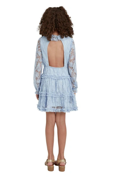 Shop Bardot Kids' Magnolia Long Sleeve Lace Dress In Sky Blue