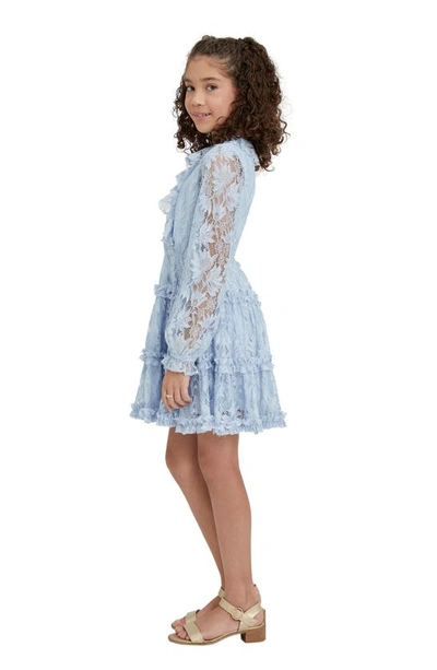 Shop Bardot Kids' Magnolia Long Sleeve Lace Dress In Sky Blue