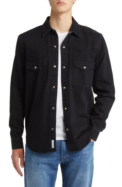 Shop Closed Western Cotton Snap-up Shirt In Black/ Black
