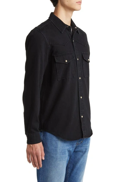 Shop Closed Western Cotton Snap-up Shirt In Black/ Black