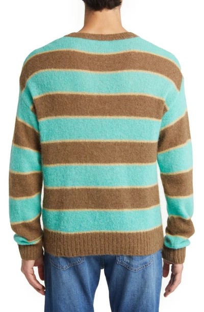 Shop Closed Stripe Alpaca & Wool Blend Crewneck Sweater In Glazed Green