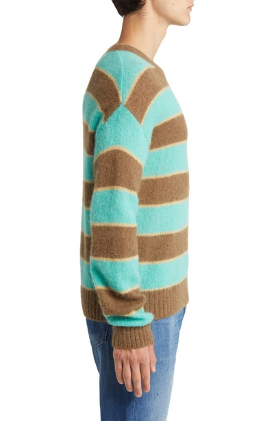 Shop Closed Stripe Alpaca & Wool Blend Crewneck Sweater In Glazed Green