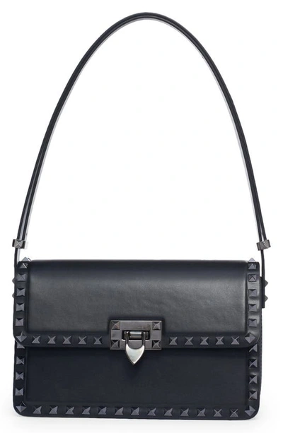 Shop Valentino Rockstud23 Leather Shoulder Bag In Nero