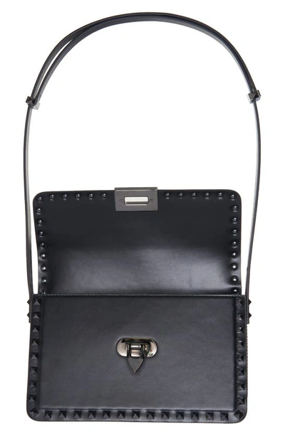Shop Valentino Rockstud23 Leather Shoulder Bag In Nero