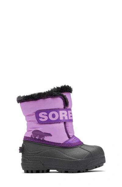 Shop Sorel Kids' Snow Commander Insulated Waterproof Boot In Gumdrop/ Purple