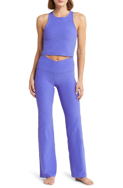 Shop Beyond Yoga At Your Leisure Space Dye Bootcut Leggings In Ultra Violet Heather