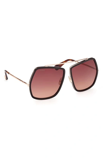 Shop Max Mara 64mm Gradient Geometric Sunglasses In Dark Brown/gradient Brown
