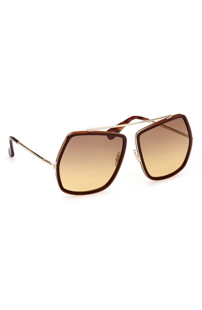 Shop Max Mara 64mm Gradient Oversize Geometric Sunglasses In Dark Brown/gradient Brown