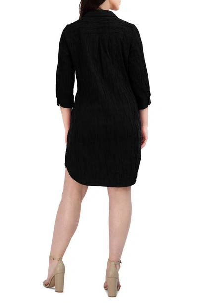 Shop Foxcroft Sloane Crinkle Popover Shirtdress In Black
