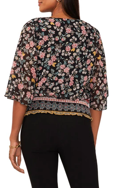 Shop Chaus Smocked Floral Top In Black