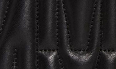 Shop Moschino Medium M Logo Quilted Leather Shoulder Bag In 1555 Fantasy Print Black